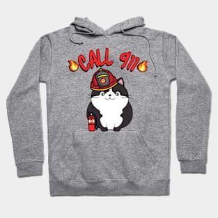 Funny Fat cat is a firefighter Hoodie